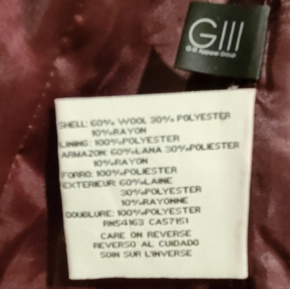 wool blend plum double-breasted pea coat 4P - Picture 2 of 9